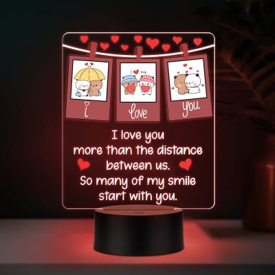 Love Quote Led Night Lamp with Automatic Color Changing Light 3D Acrylic Lamp, I Love You Gift for Husband Wife Boyfriend Girlfriend